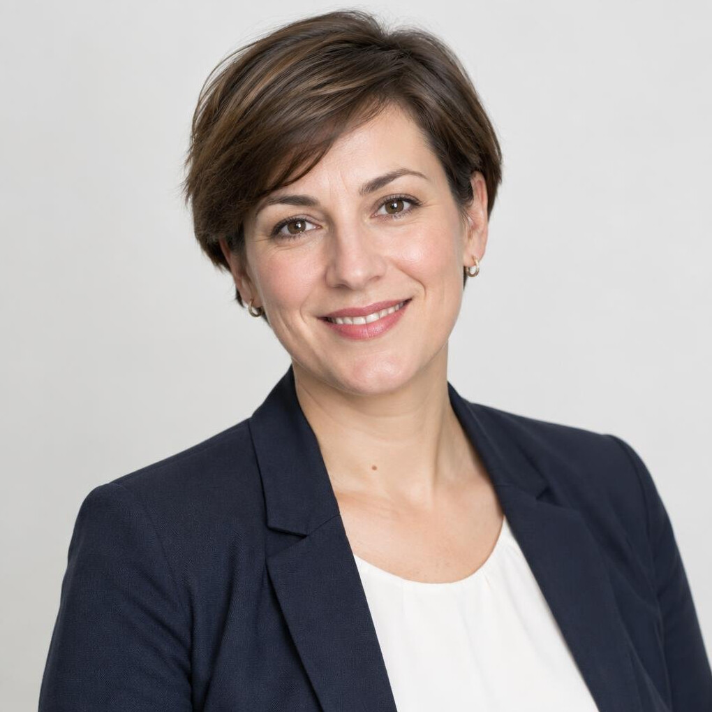 Studio portrait of a Croatian woman in business casual attire