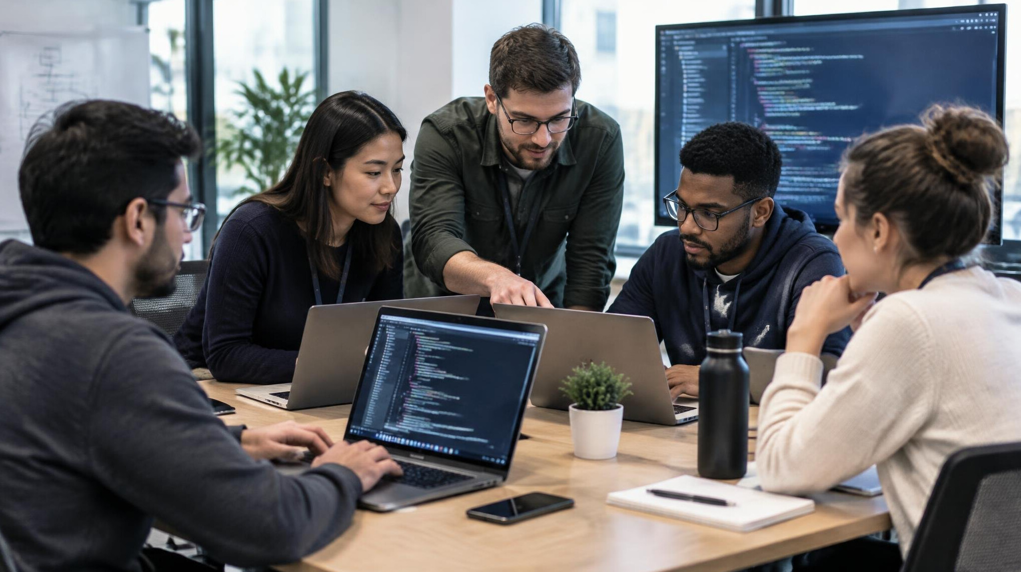 corporate team coding session